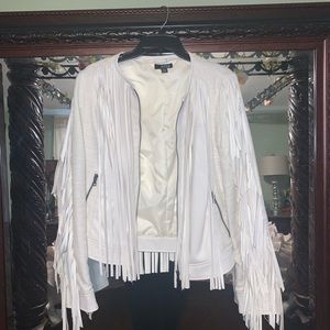 White fringe leather jacket